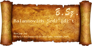 Balassovich Szólát névjegykártya